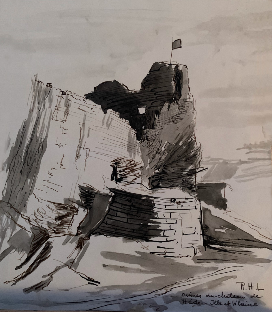 Dessin - Ruines du château de Hédé