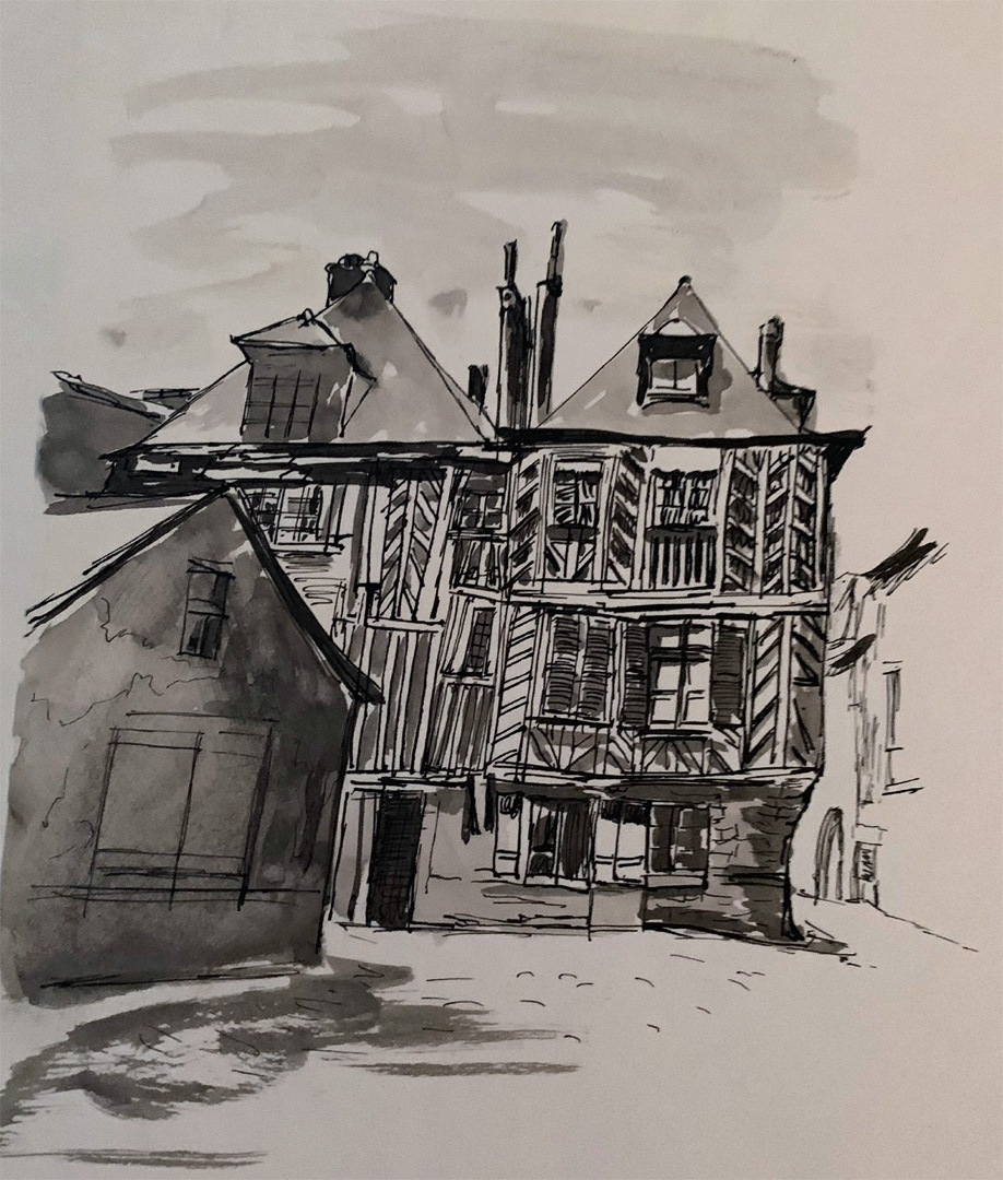 Dessin - Maisons à colombages - Rennes